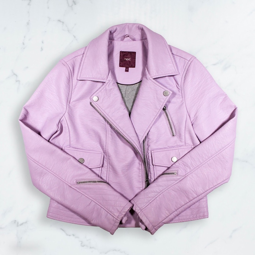 Next lilac patent leather biker jacket